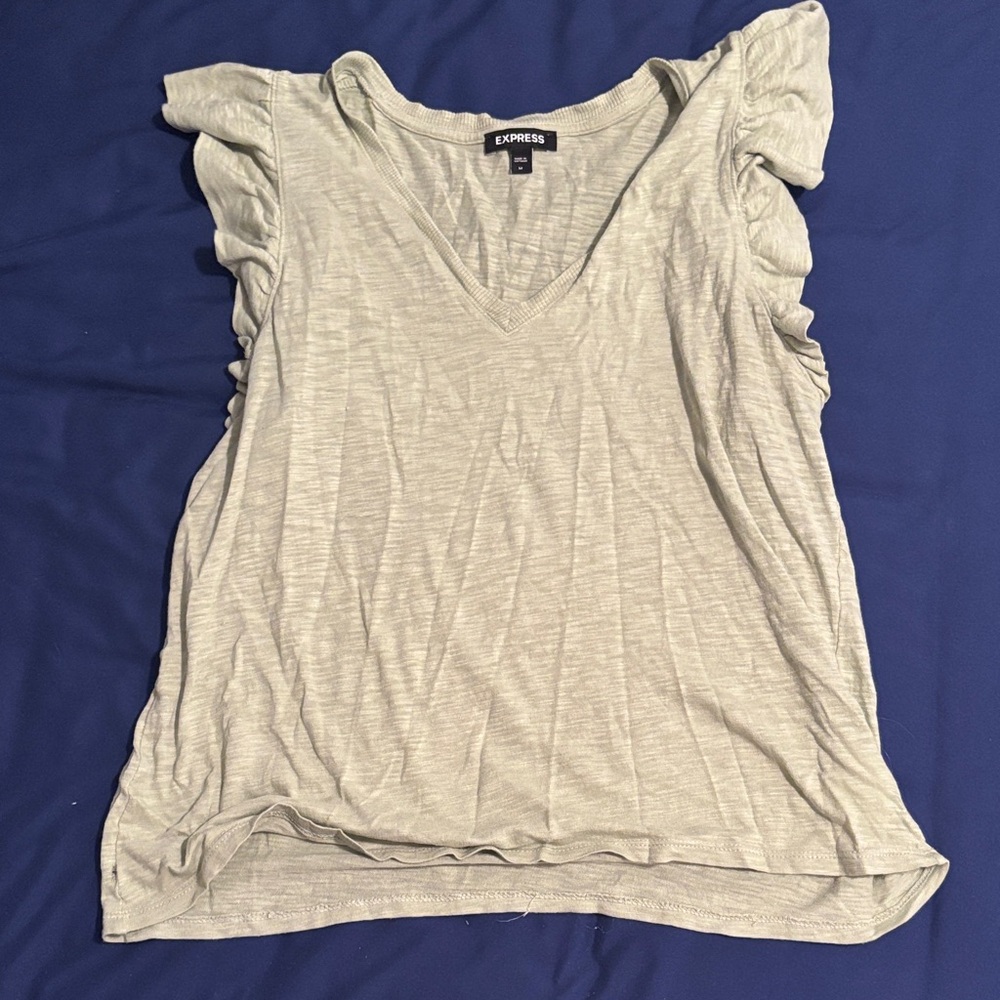 Express Light Green V-Neck Women's Tee